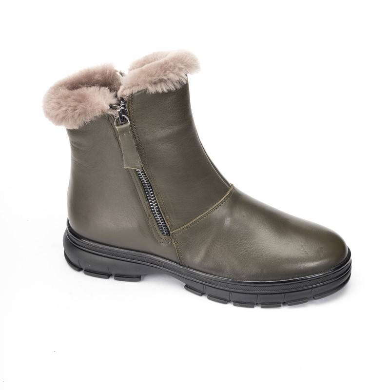 Ботинки жен. 108642-khaki-2 кожа-ис.мех хаки